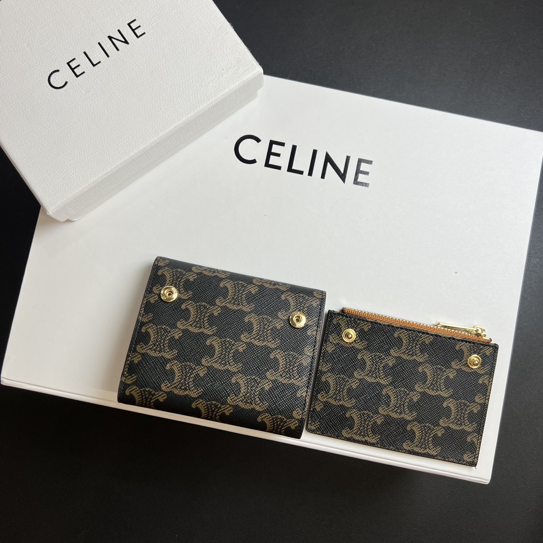 CELINE セリーヌ キャンバス マネークリップ ロゴ デザイン 2点セット 🖤✨ - 画像 4
