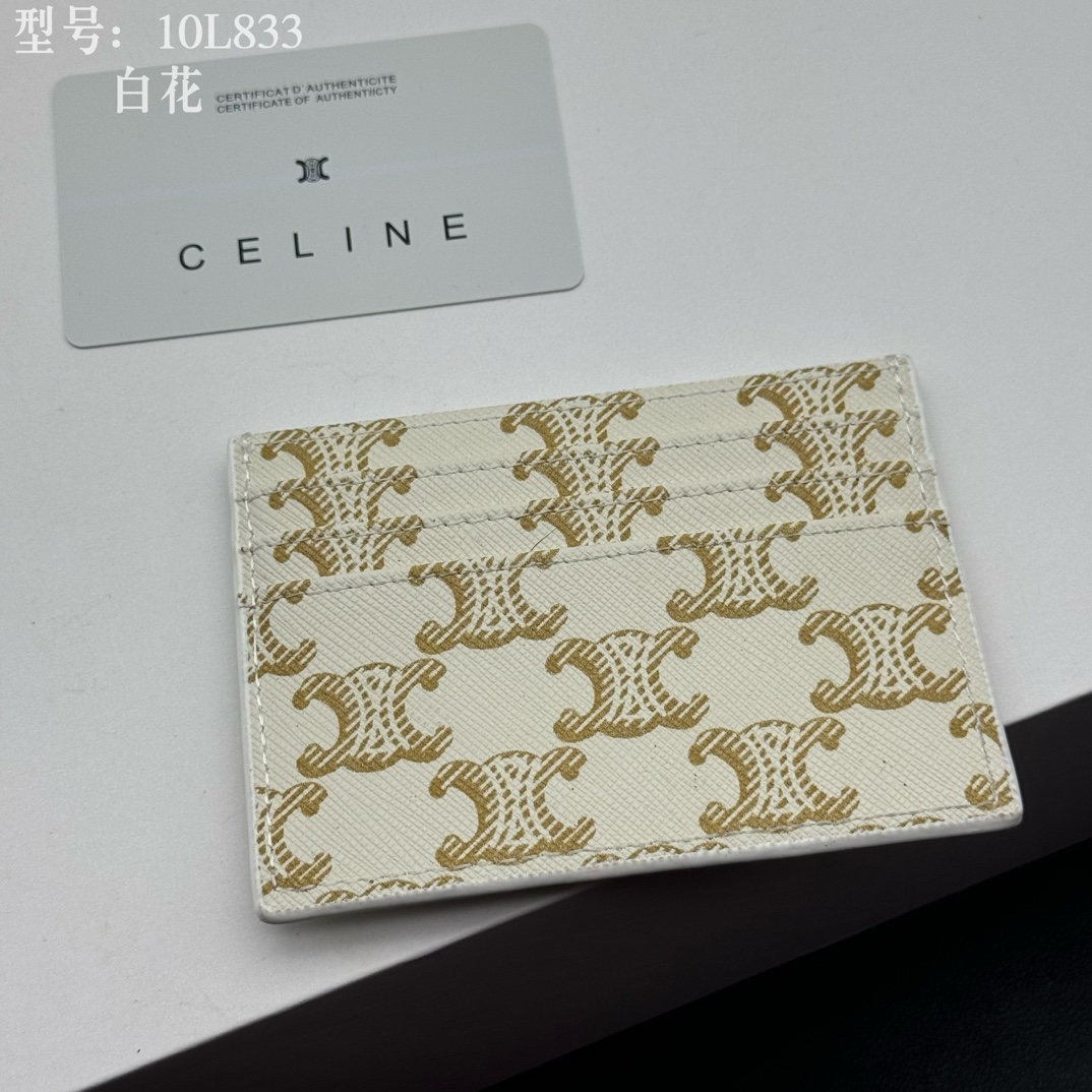 CELINE シェリーン カードケース ホワイト×ゴールド 10L833 スタンダード カードホルダー 🧺 - 画像 4