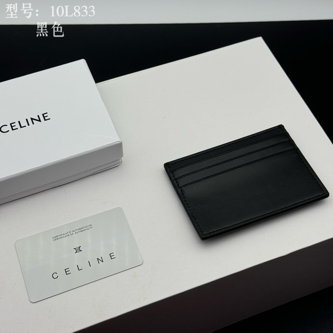 CELINE セリーヌ 黒色 カードケース 10L833 ゴールドロゴ カード収納 1枚 - 画像 2