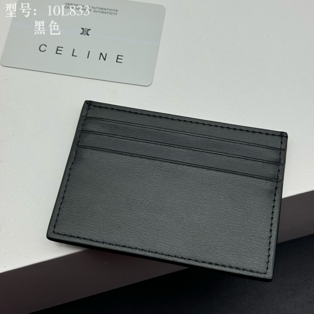 CELINE セリーヌ 黒色 カードケース 10L833 ゴールドロゴ カード収納 1枚 - 画像 5