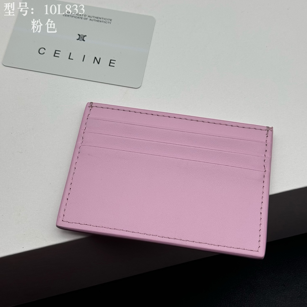 CELINE セリーヌ カードケース 10L833 ピンク 🌸 1枚入れ レザー シンプルデザイン 細身 大人可愛い 本物認証済み - 画像 5
