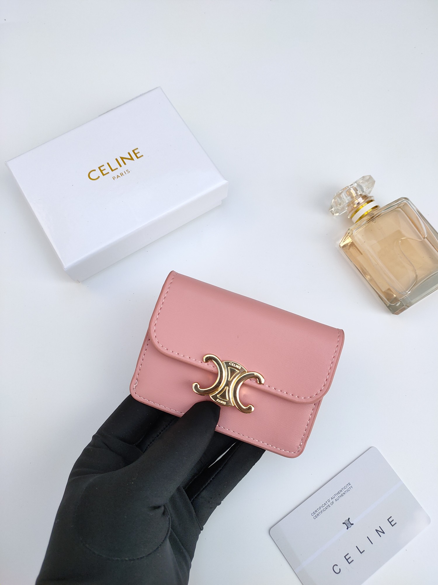 CELINE シェリーヌ レザー カードケース ピンク 🍑 本物保証付き - 画像 4