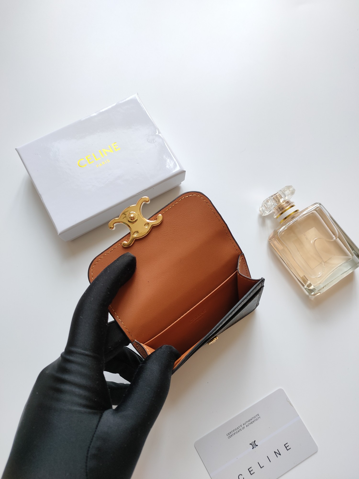 CELINE セリーヌ カードケース ブラウン 🖤 レザー シグネチャー柄 高級感 プレゼントにも最適 - 画像 6