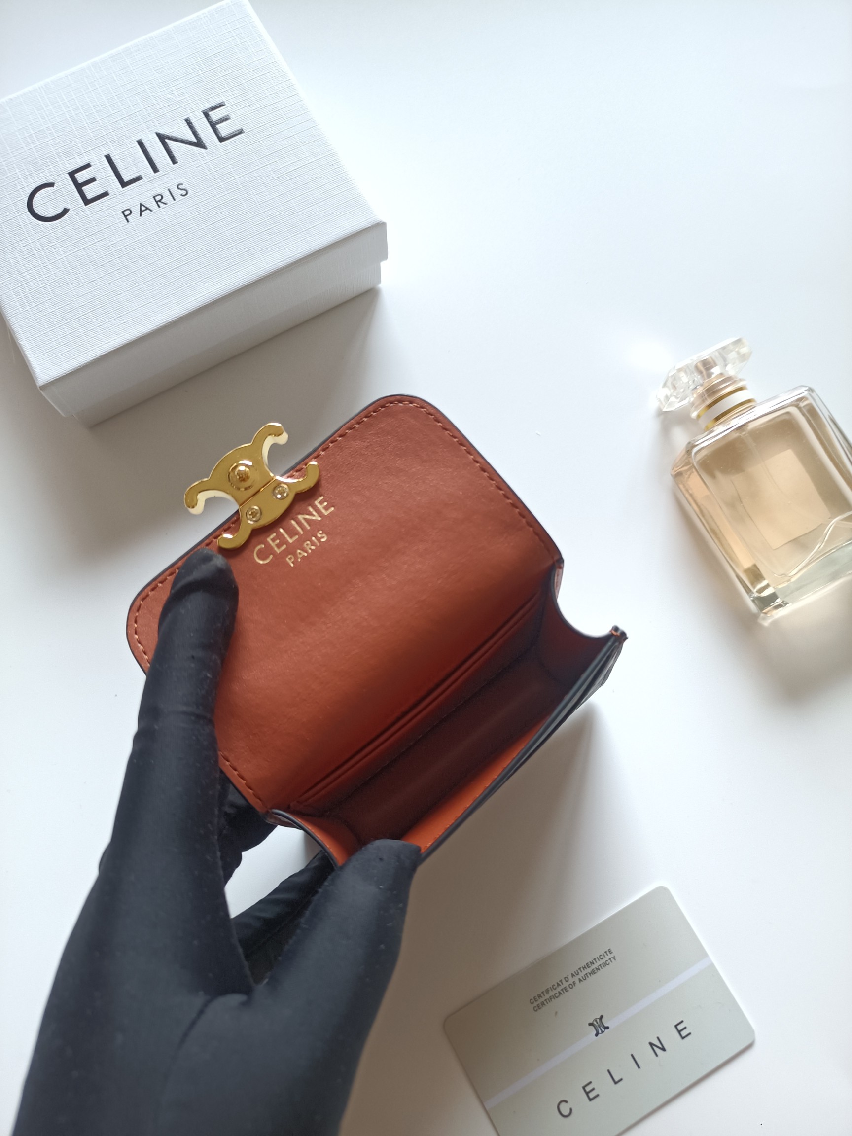 CELINE セリーヌ ロゴ プルアップ カードケース 2way 茶 🎁 1色入 - 画像 6