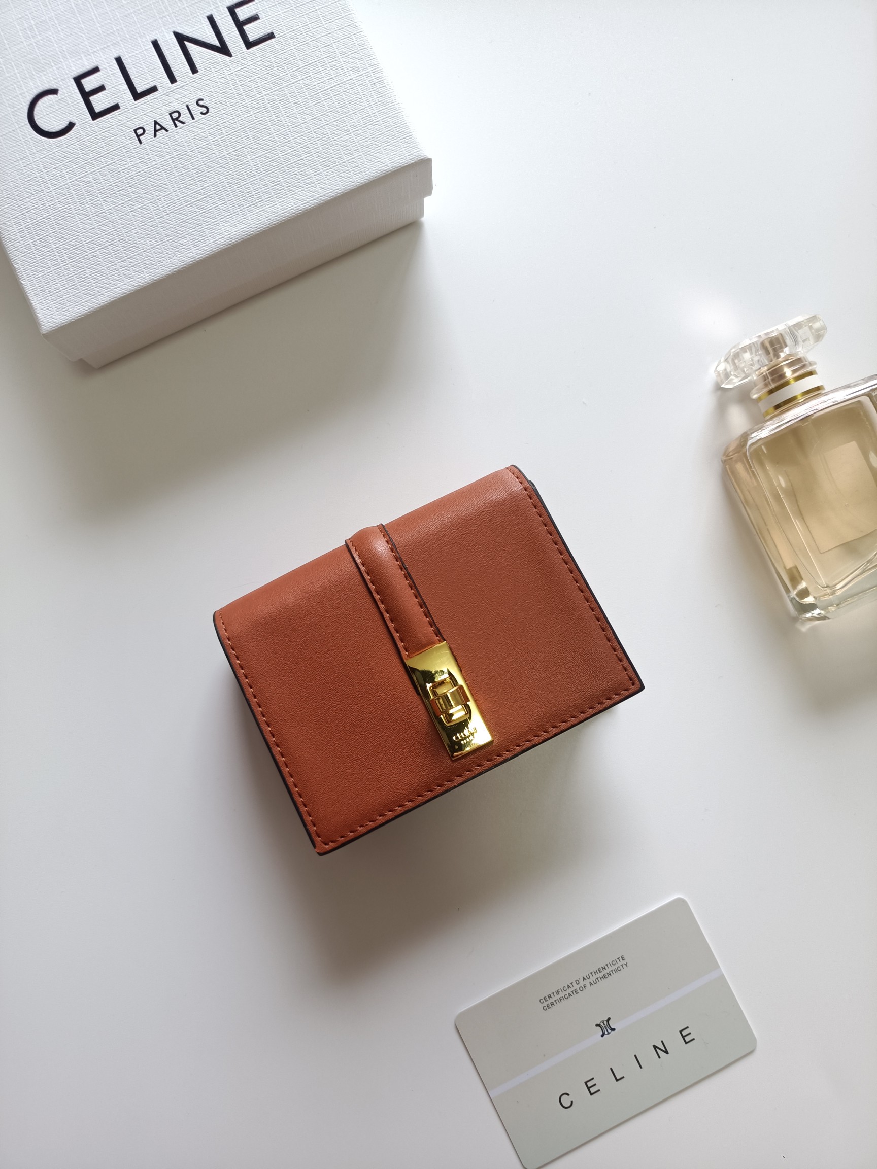 CELINE セリーヌ ロゴプレート ポーチ クロコ型押し ブラウン 🍂