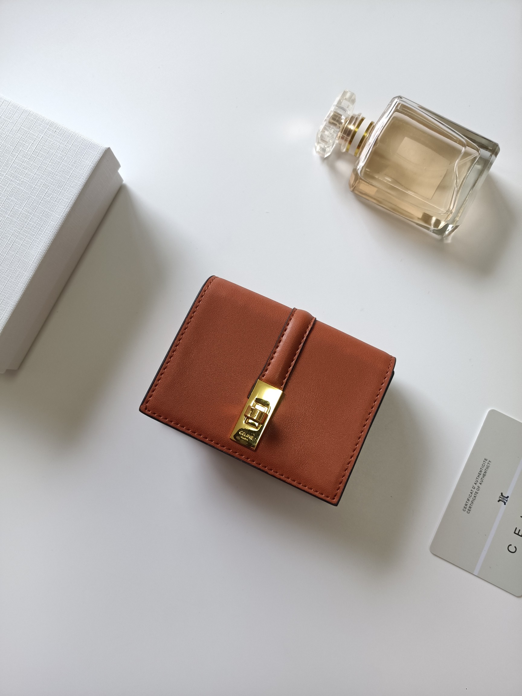 CELINE セリーヌ ロゴプレート ポーチ クロコ型押し ブラウン 🍂 - 画像 2