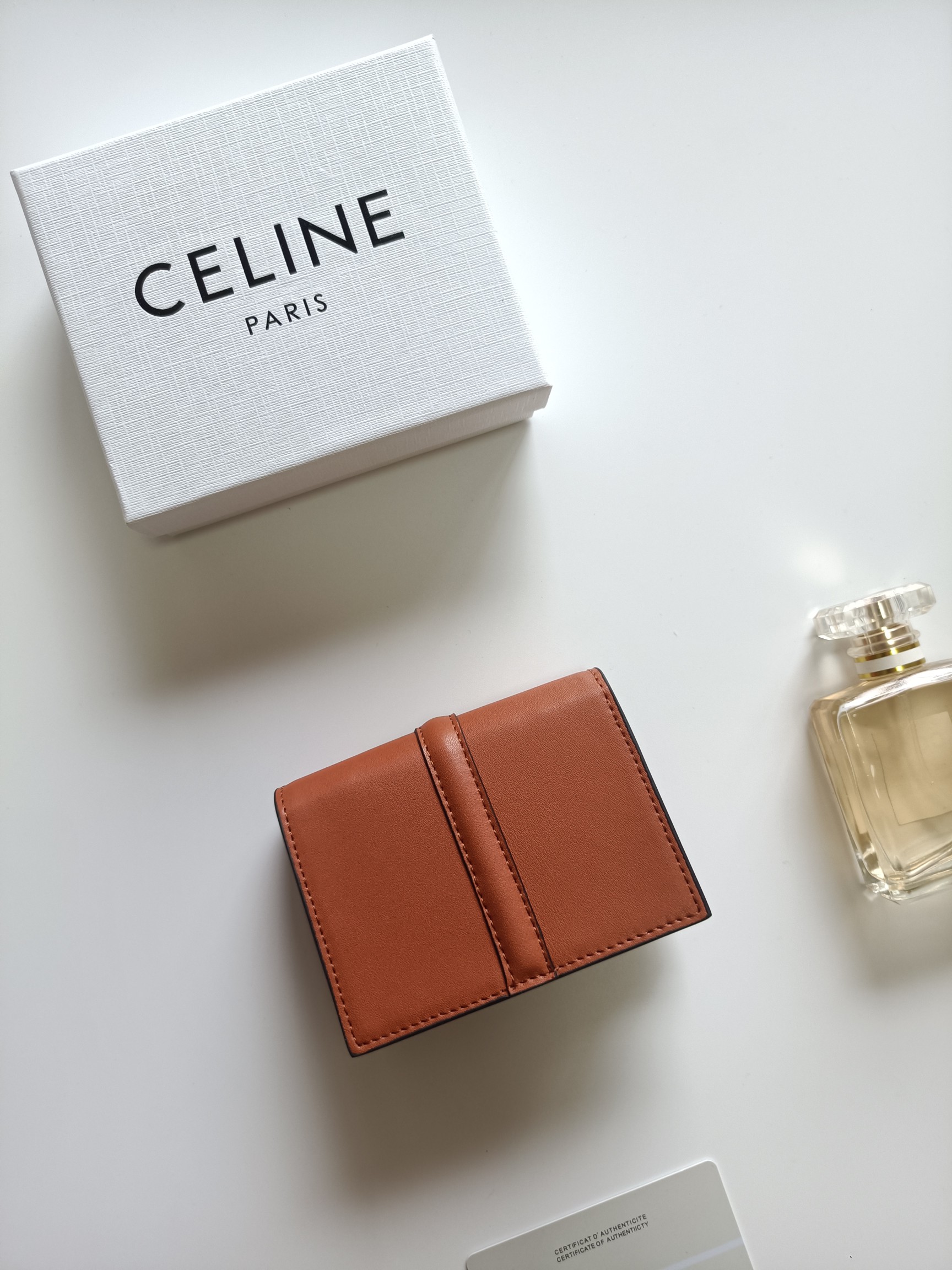 CELINE セリーヌ ロゴプレート ポーチ クロコ型押し ブラウン 🍂 - 画像 3