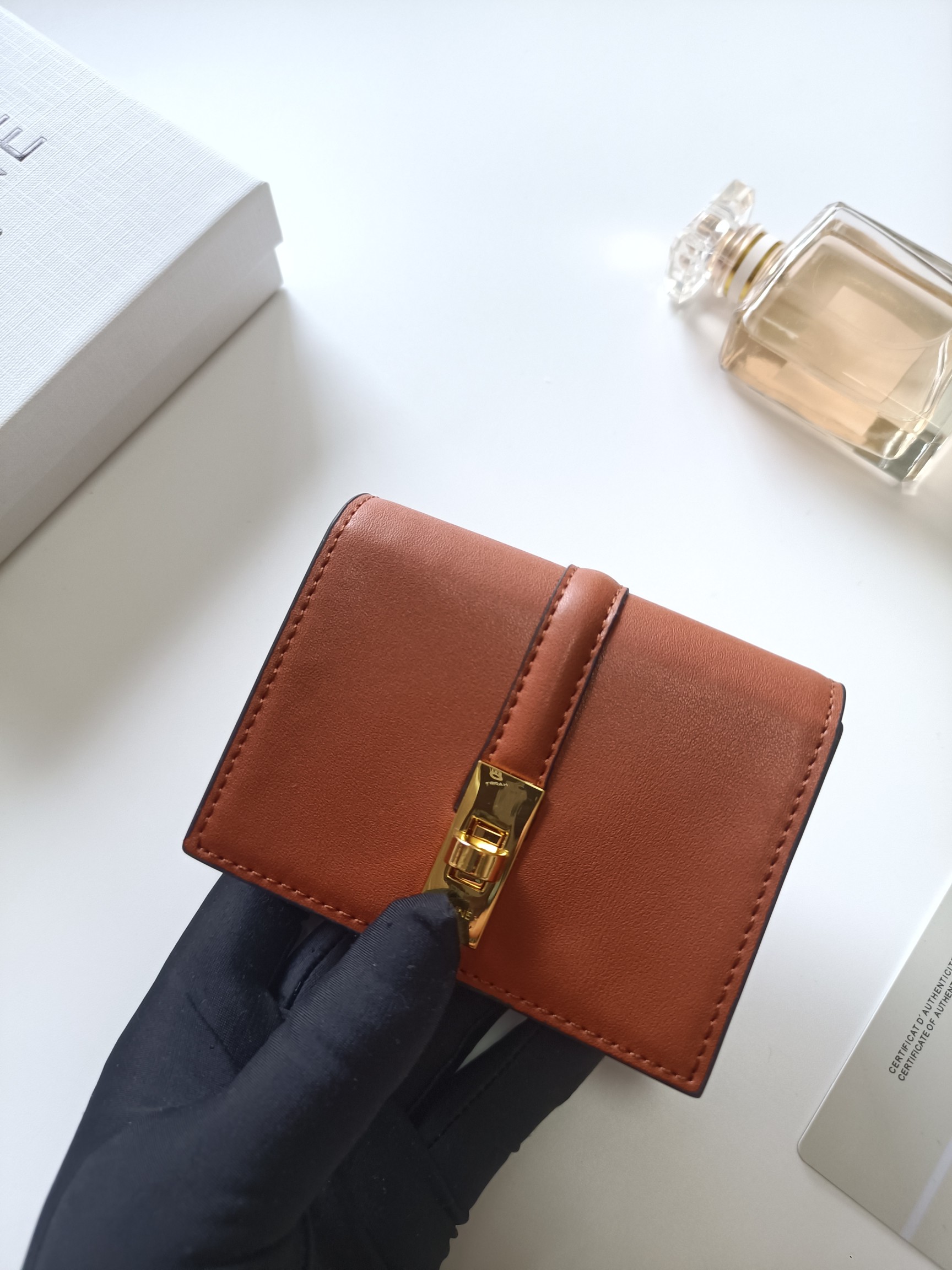 CELINE セリーヌ ロゴプレート ポーチ クロコ型押し ブラウン 🍂 - 画像 4