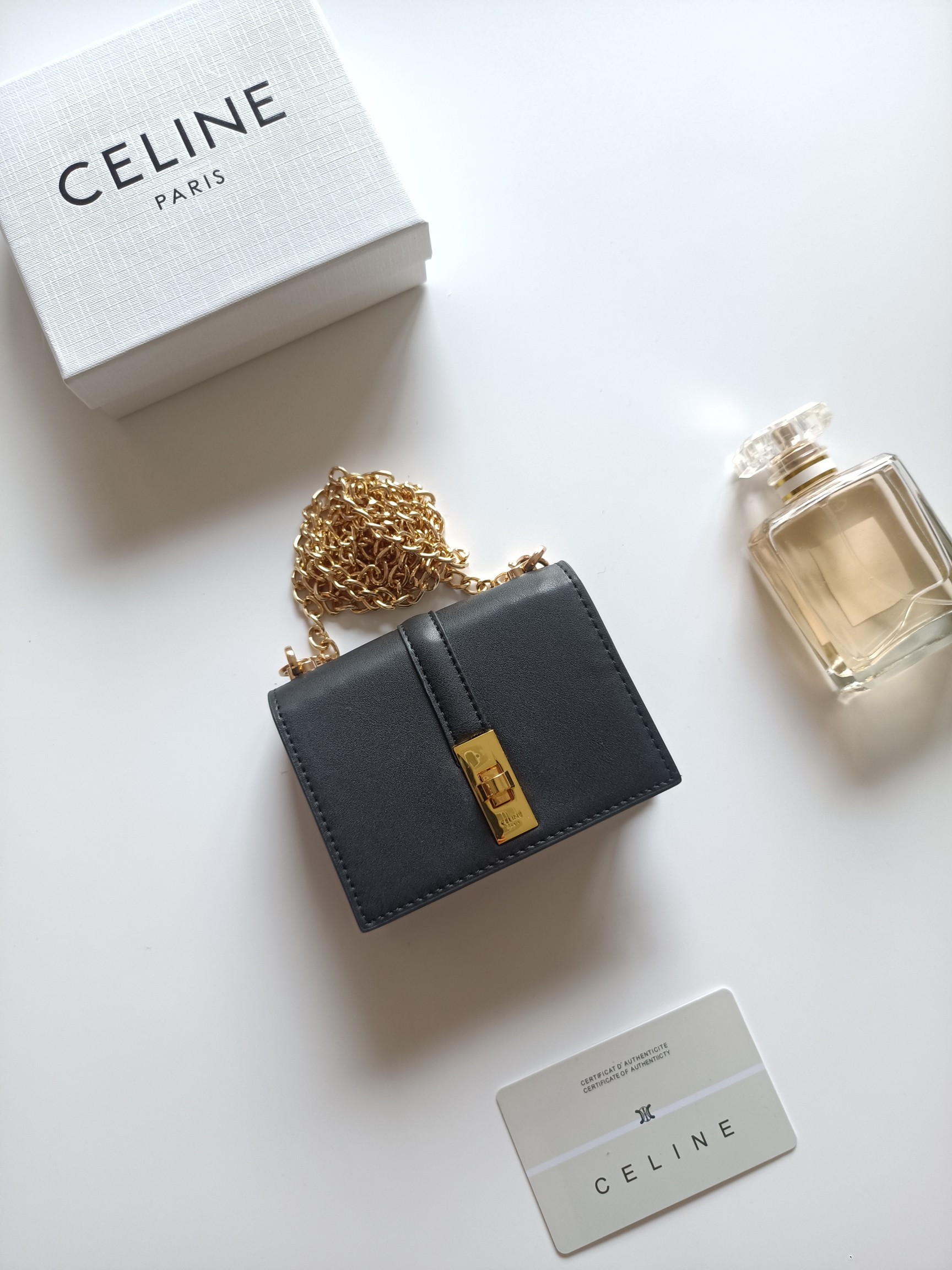 CELINE ブランド ポーチ ブラック チェーン付き キャンバス 2way ショルダー ウォレット 🖤