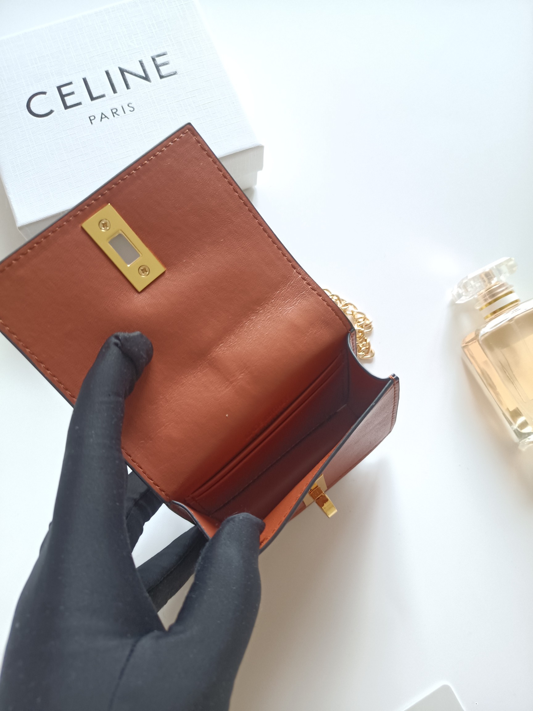 セリーヌ ウォレット キャンバス チェーン付き ブラウン 1色入 🍀 - 画像 5