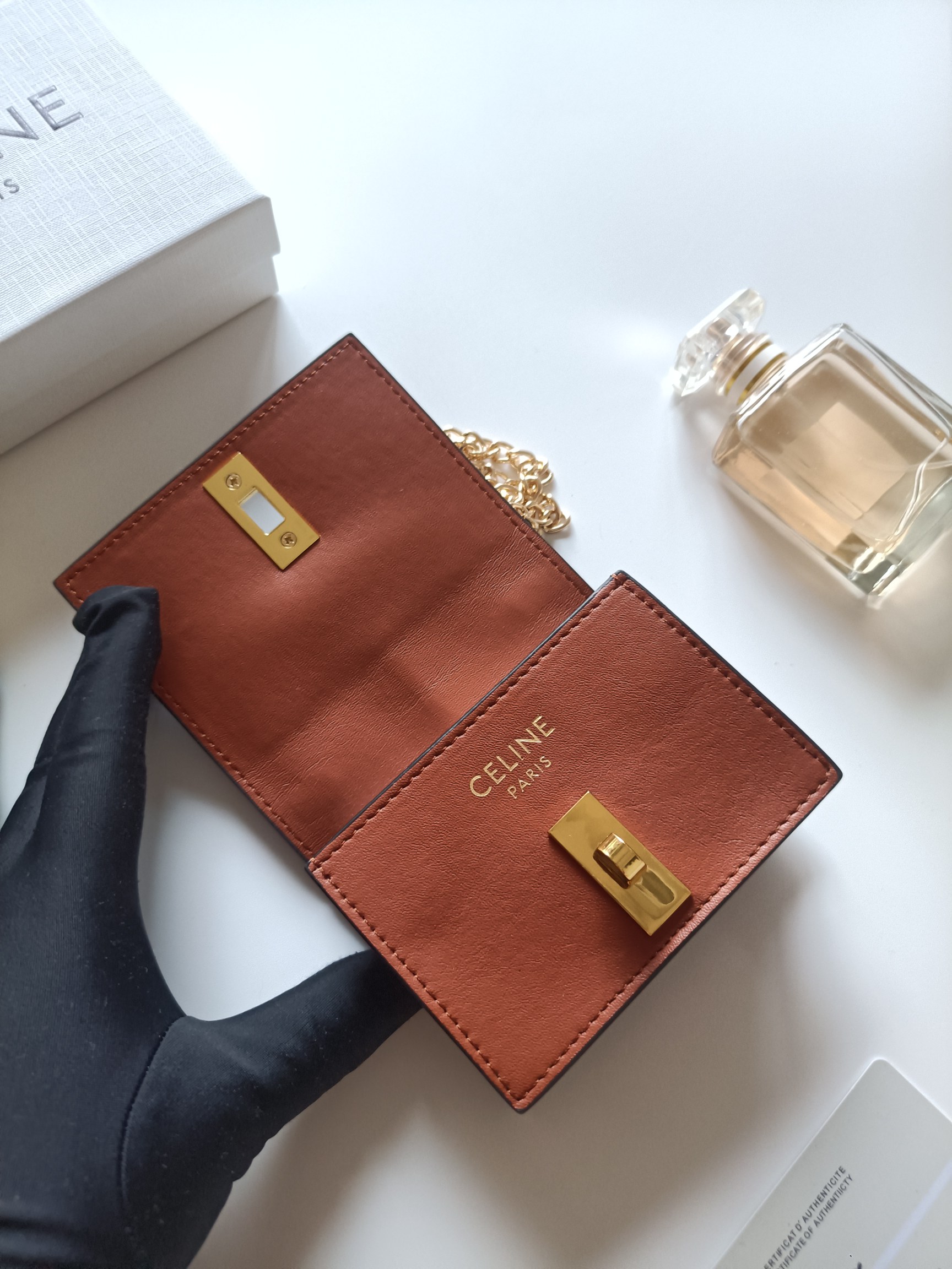 セリーヌ ウォレット キャンバス チェーン付き ブラウン 1色入 🍀 - 画像 6