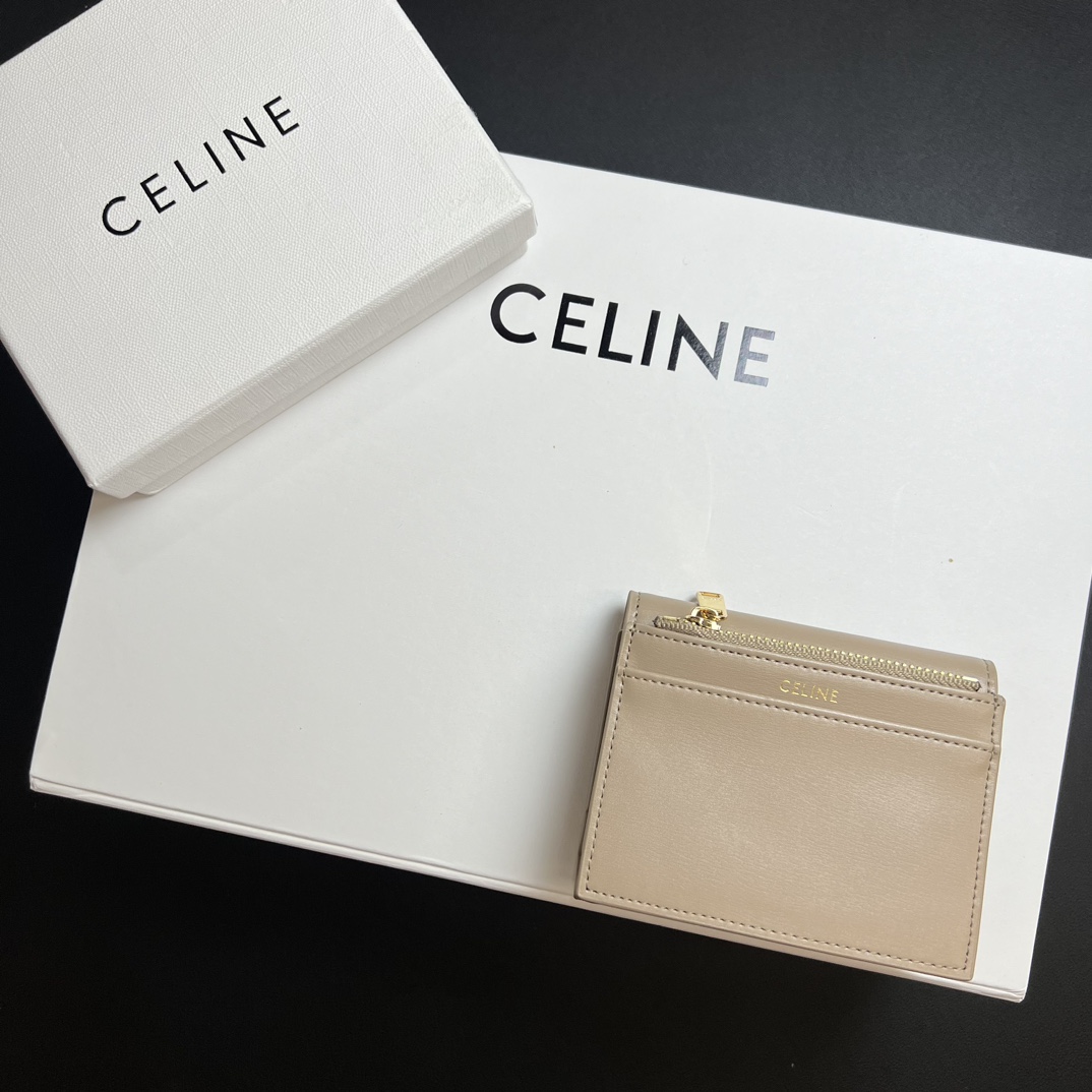 CELINE セリーヌ カードケース ベージュ 2WAY 二つ折り 財布 ゴールド金具 🌸 - 画像 2