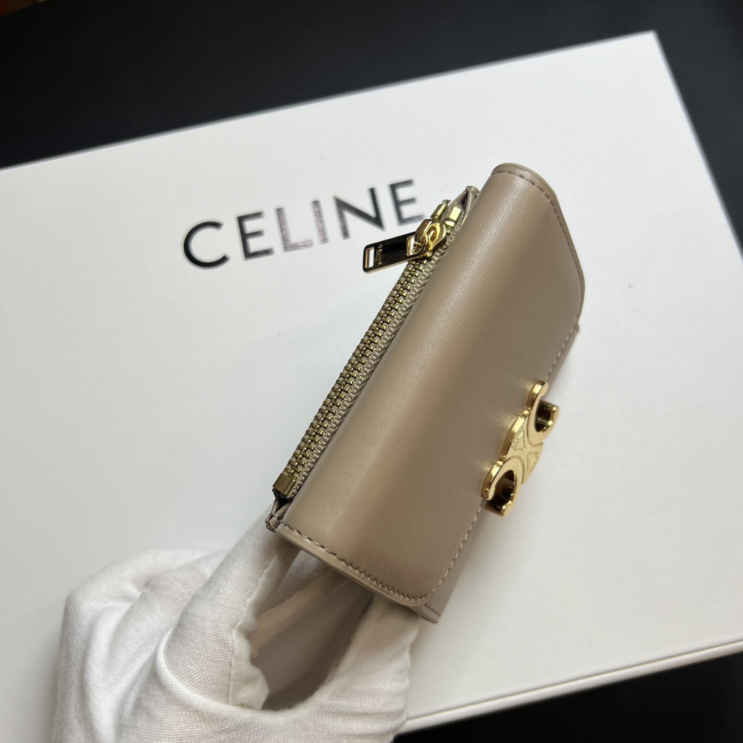 CELINE セリーヌ カードケース ベージュ 2WAY 二つ折り 財布 ゴールド金具 🌸 - 画像 5