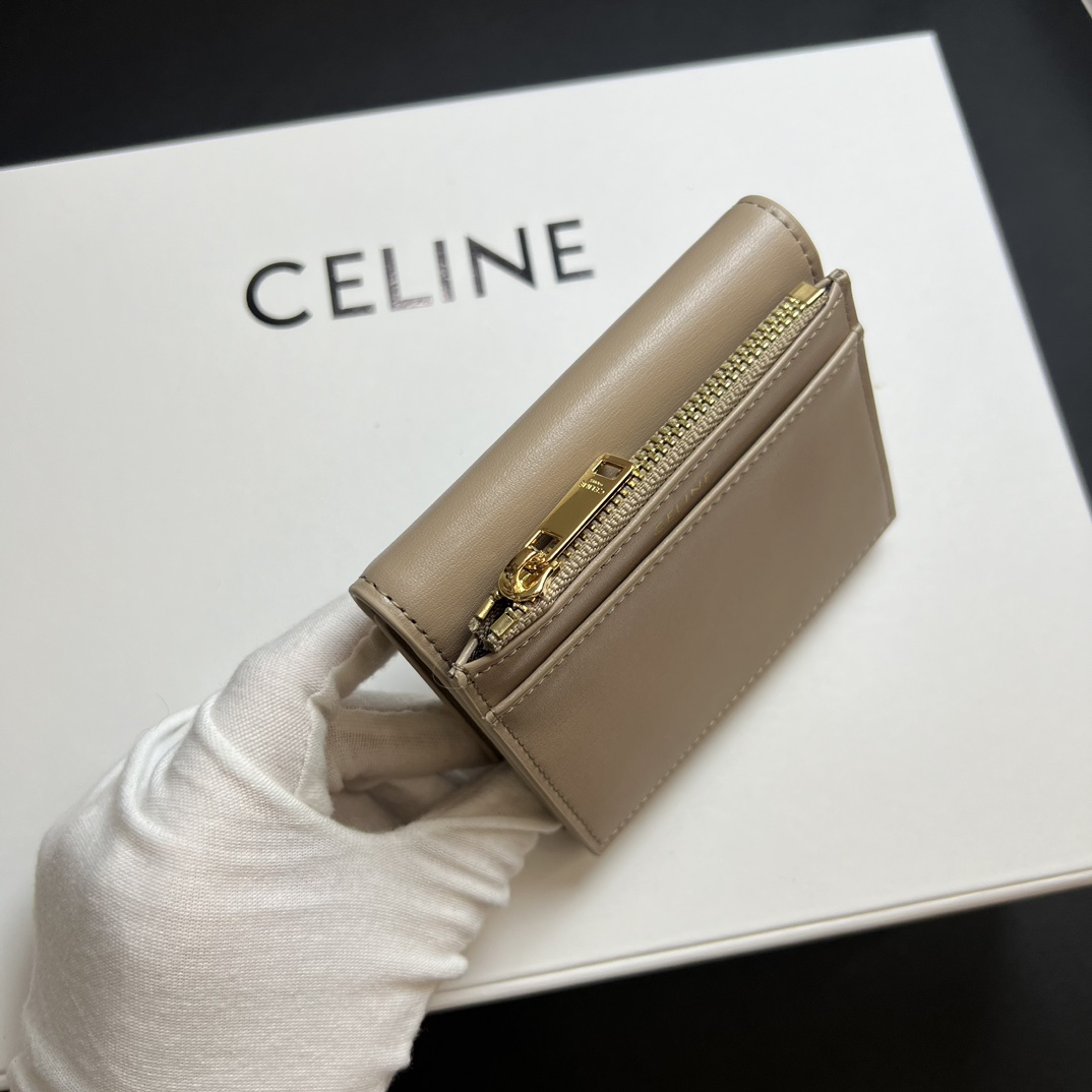 CELINE セリーヌ カードケース ベージュ 2WAY 二つ折り 財布 ゴールド金具 🌸 - 画像 6