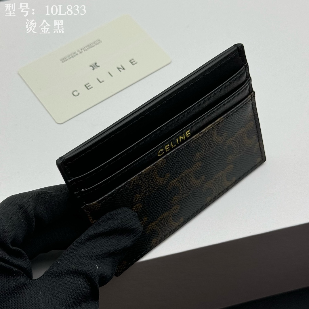 CELINE カードケース 10L833 烫金黒 メンズ レディース カード入れ シグネチャー デザイン 🟤 - 画像 5