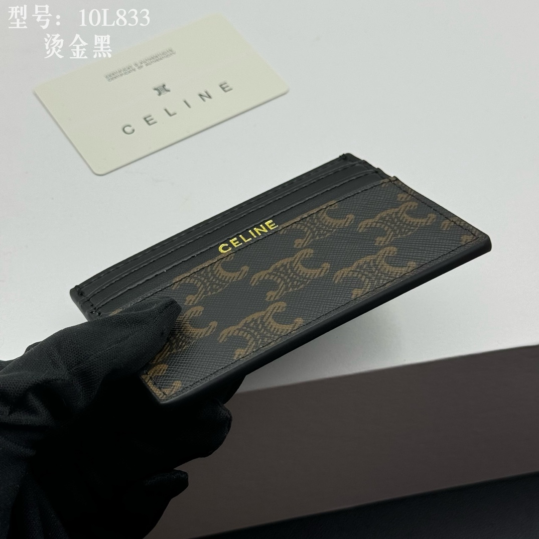 CELINE カードケース 10L833 烫金黒 メンズ レディース カード入れ シグネチャー デザイン 🟤 - 画像 8