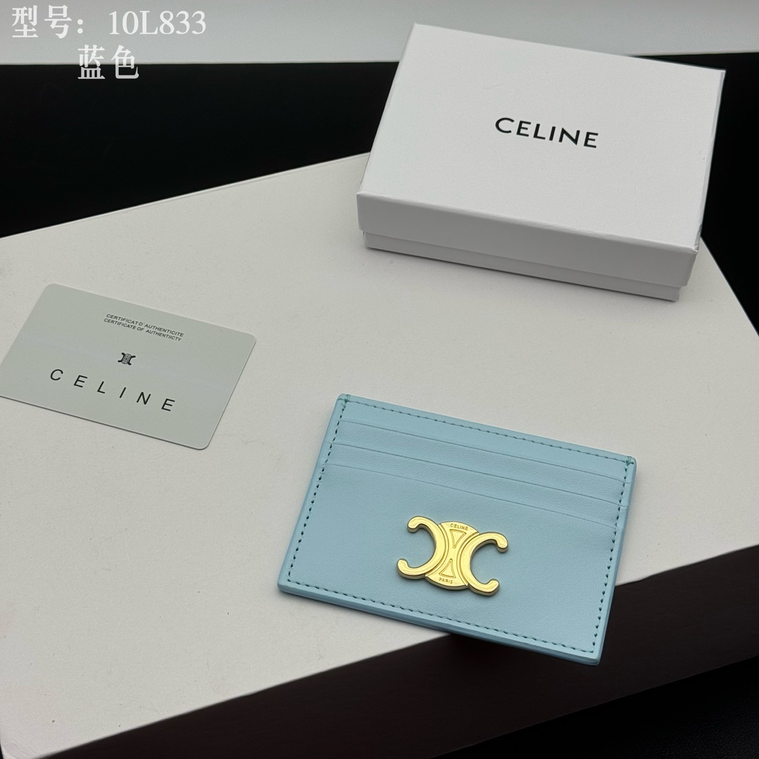 CELINE セリーヌ カードケース 10L833 ブルー 3枚カード収納 🎁