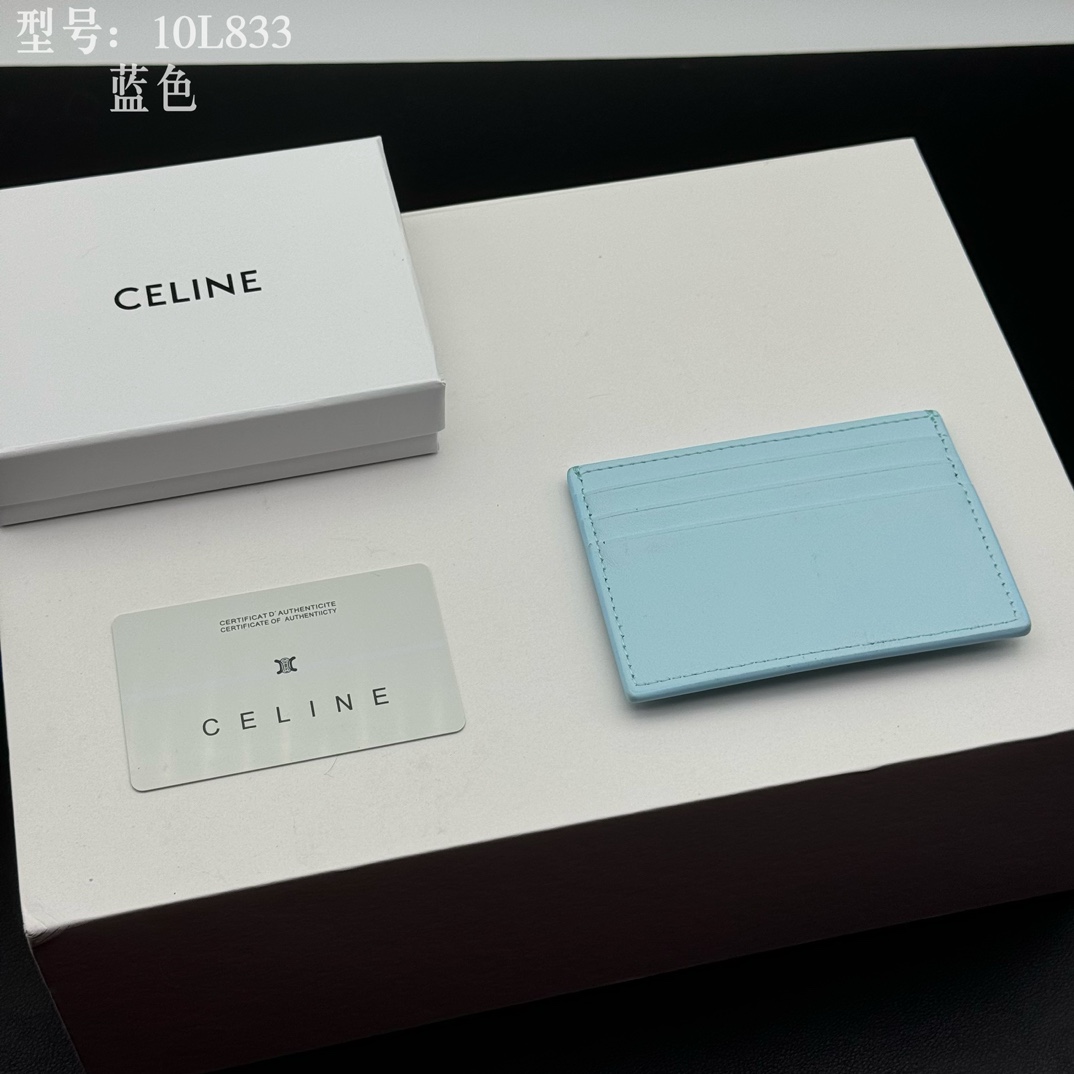 CELINE セリーヌ カードケース 10L833 ブルー 3枚カード収納 🎁 - 画像 3