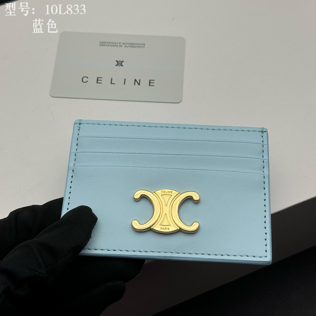 CELINE セリーヌ カードケース 10L833 ブルー 3枚カード収納 🎁 - 画像 4