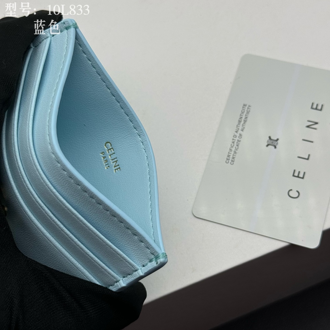 CELINE セリーヌ カードケース 10L833 ブルー 3枚カード収納 🎁 - 画像 6