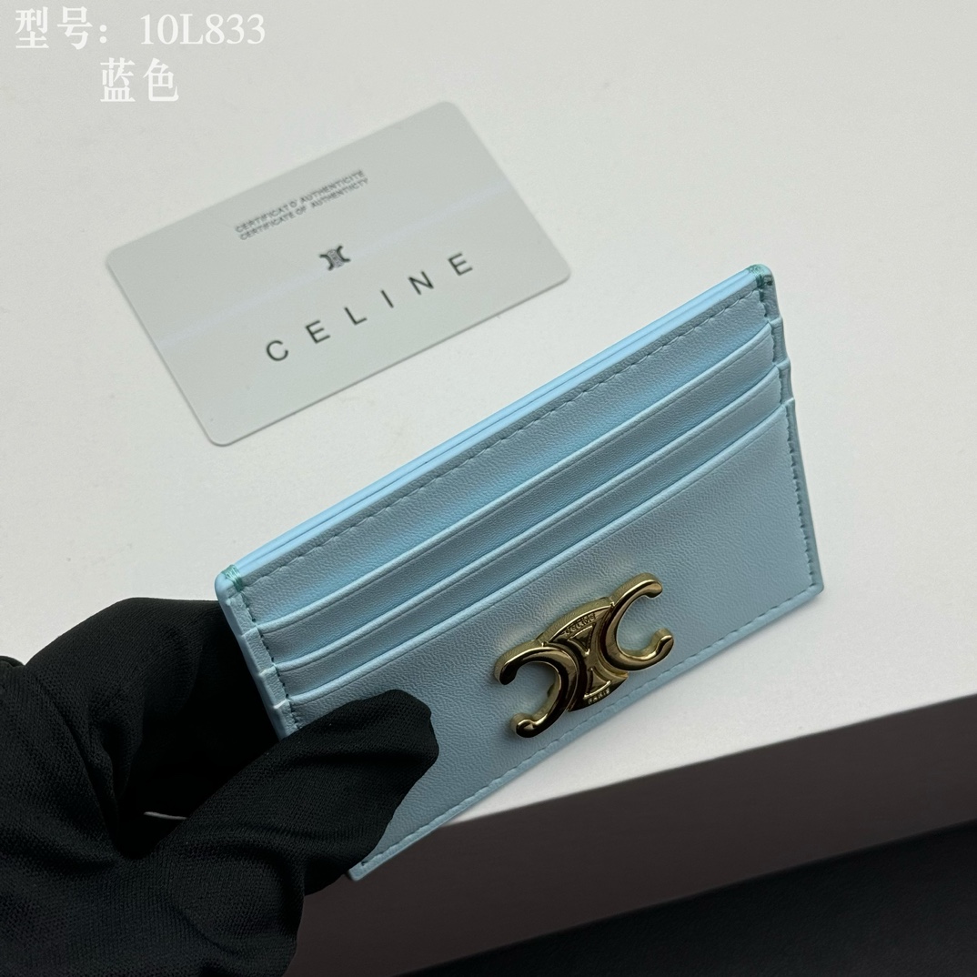 CELINE セリーヌ カードケース 10L833 ブルー 3枚カード収納 🎁 - 画像 8