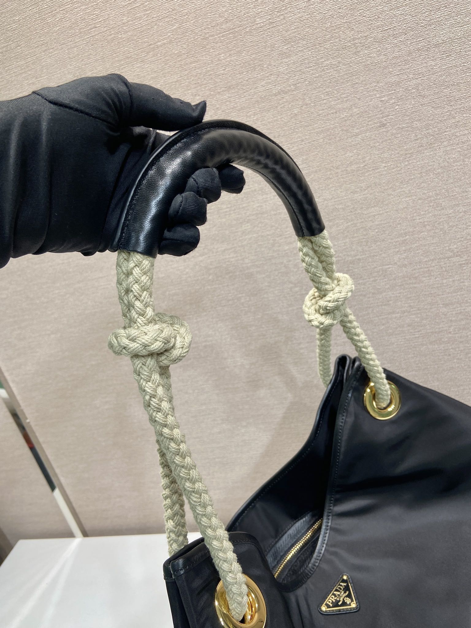 プラダ ハンドバッグ 黒 トートバッグ ロープハンドル 1色入 🎉 - 画像 7