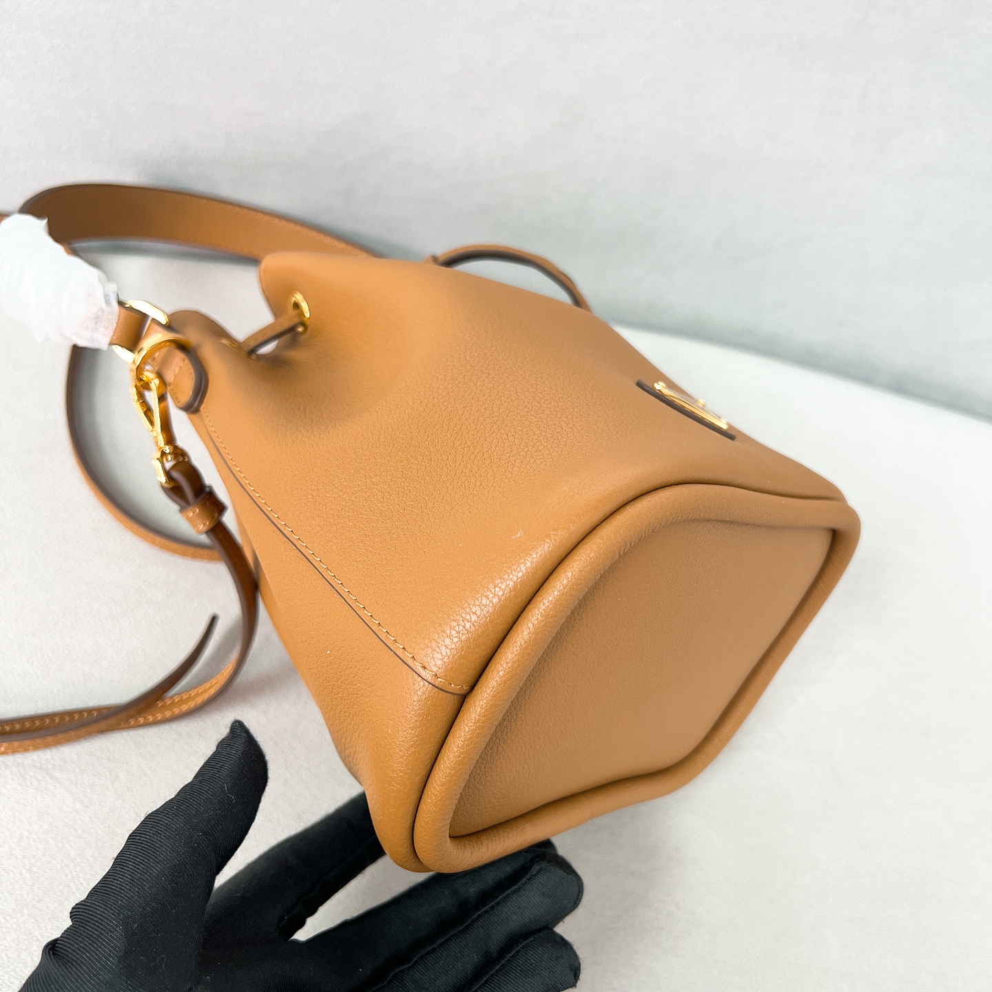 普拉达 ミニ バケットバッグ トート ブラウン 🍂 レザー 2WAY パウチ付き - 画像 7