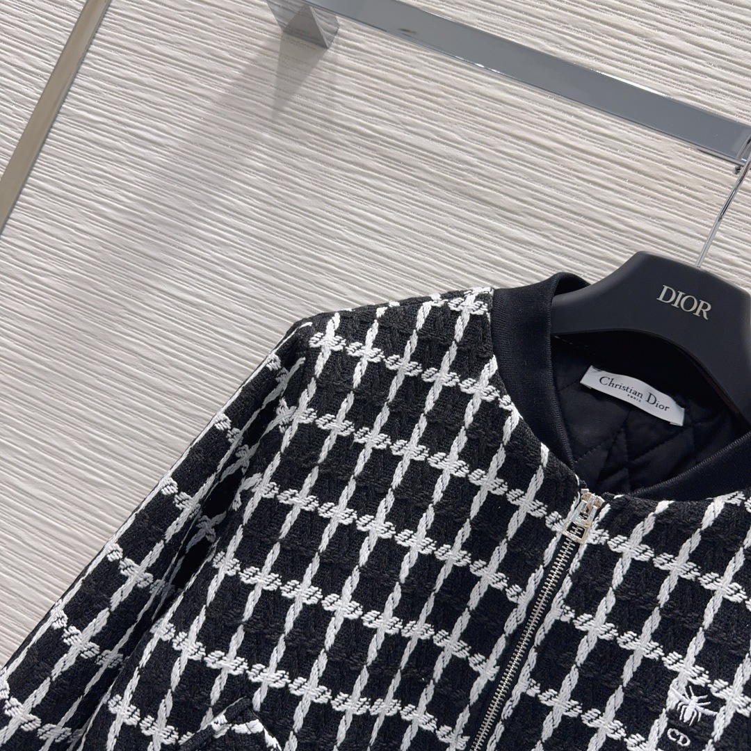 DIOR チェック柄 バンダージャケット 【新品】ブラック ✨ レディース 36 (全3色) - 画像 3