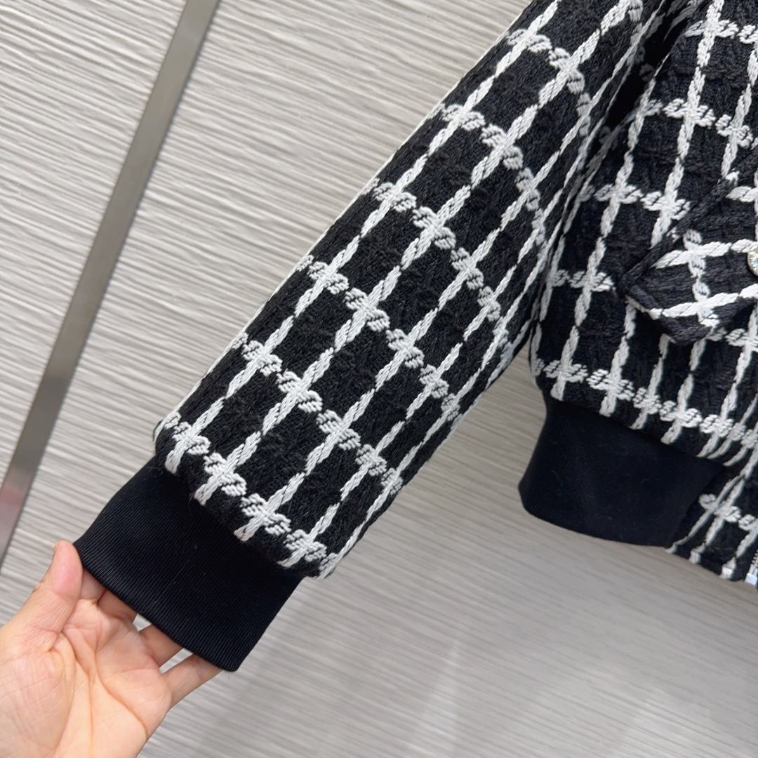 DIOR チェック柄 バンダージャケット 【新品】ブラック ✨ レディース 36 (全3色) - 画像 6