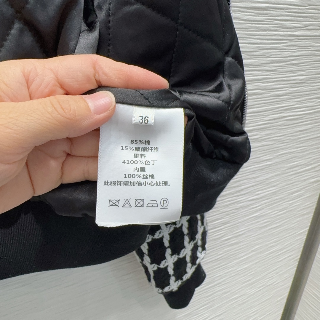 DIOR チェック柄 バンダージャケット 【新品】ブラック ✨ レディース 36 (全3色) - 画像 7