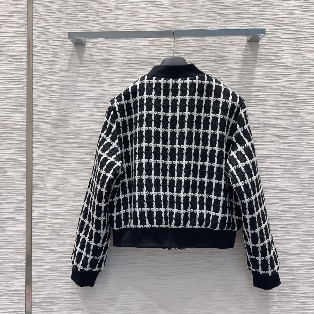 DIOR チェック柄 バンダージャケット 【新品】ブラック ✨ レディース 36 (全3色) - 画像 9