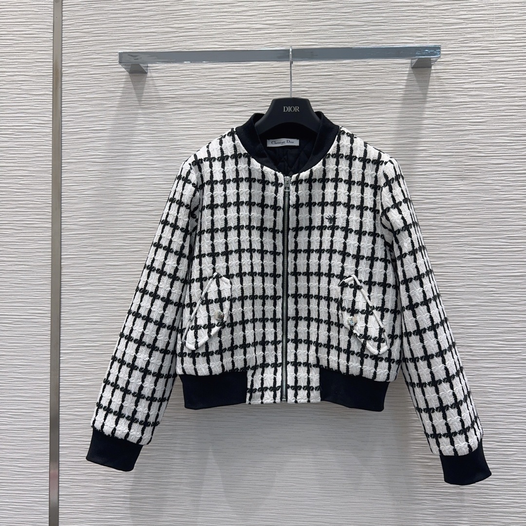 DIOR チェック バンダージャケット 2WAY ブラック/ホワイト - 画像 1