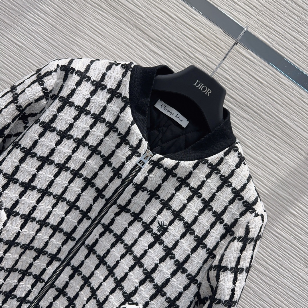DIOR チェック バンダージャケット 2WAY ブラック/ホワイト - 画像 2