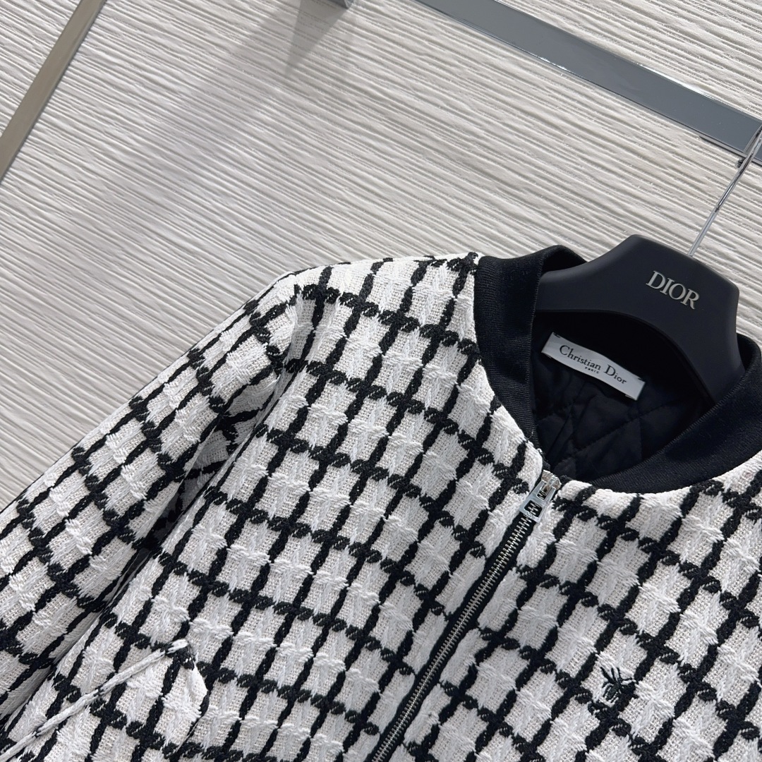 DIOR チェック バンダージャケット 2WAY ブラック/ホワイト - 画像 3