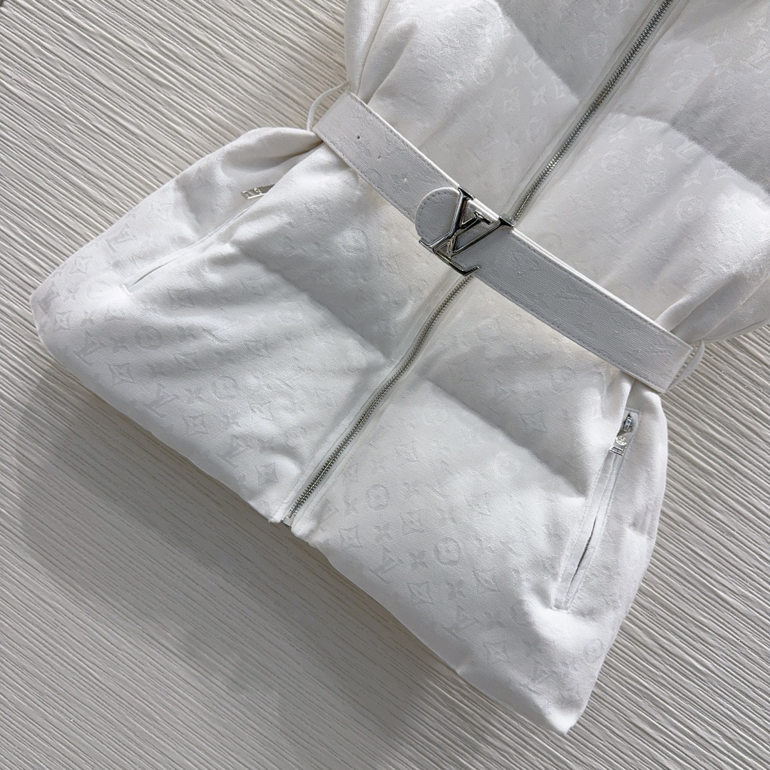 Louis Vuitton 00013 ロゴプリント ベスト フードなし ミニベスト ウエストベルト付き ホワイト - 画像 5