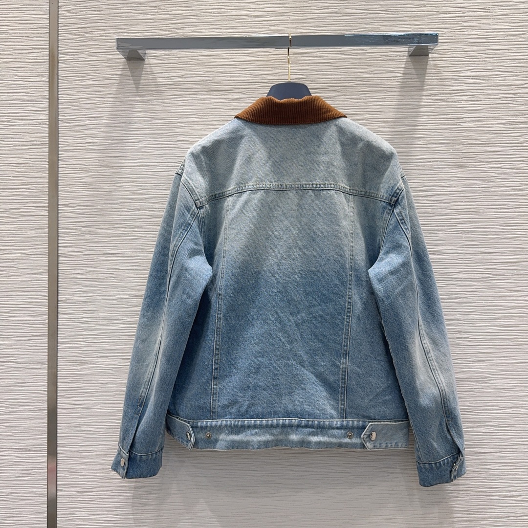 LOUIS VUITTON 00014 デニムジャケット ロゴ入り ブラック レザー コットン - 画像 7