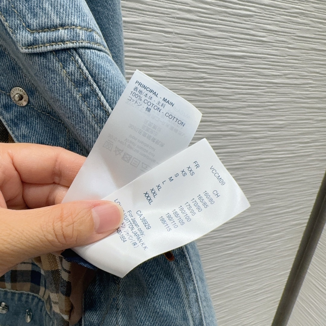 LOUIS VUITTON 00014 デニムジャケット ロゴ入り ブラック レザー コットン - 画像 8