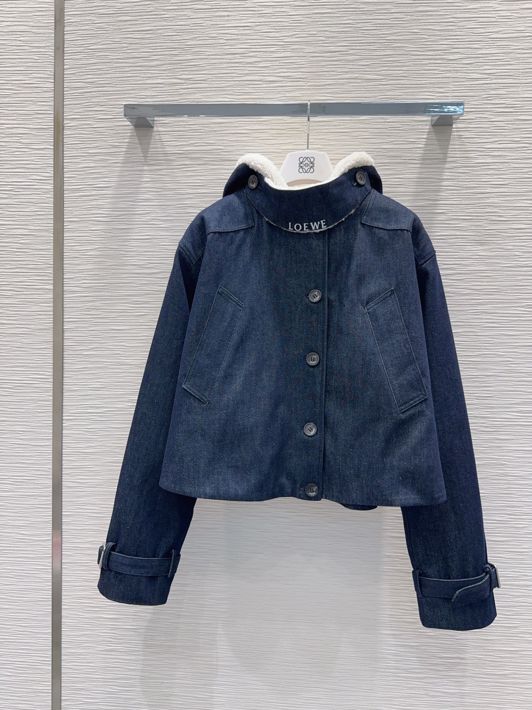 LOEWE 00016 デニムジャケット ファー裏地 ブルゾン ブラック | メンズ レディース 対応 - 画像 3