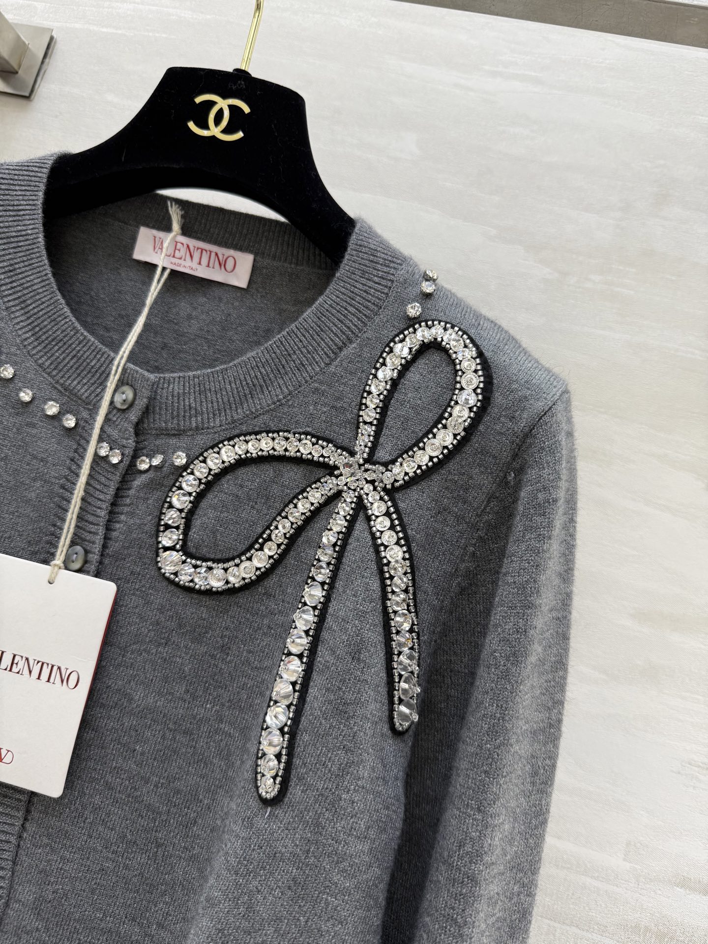 VALENTINO 250 ファッション インサート ブローチ ボーダー レディース グレー ナイロン混紡 24SS | 珪石レース フェイス | 144 - 画像 3