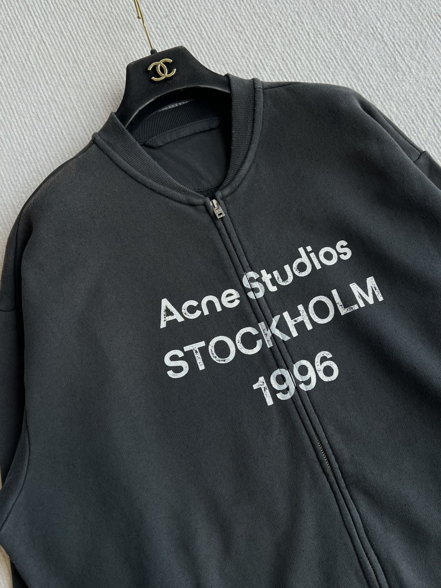 Acne Studios 1996 ロゴ フルジップ ジャケット ブラック グリーン ブルーレイ カラー | 100% コットン - 画像 4
