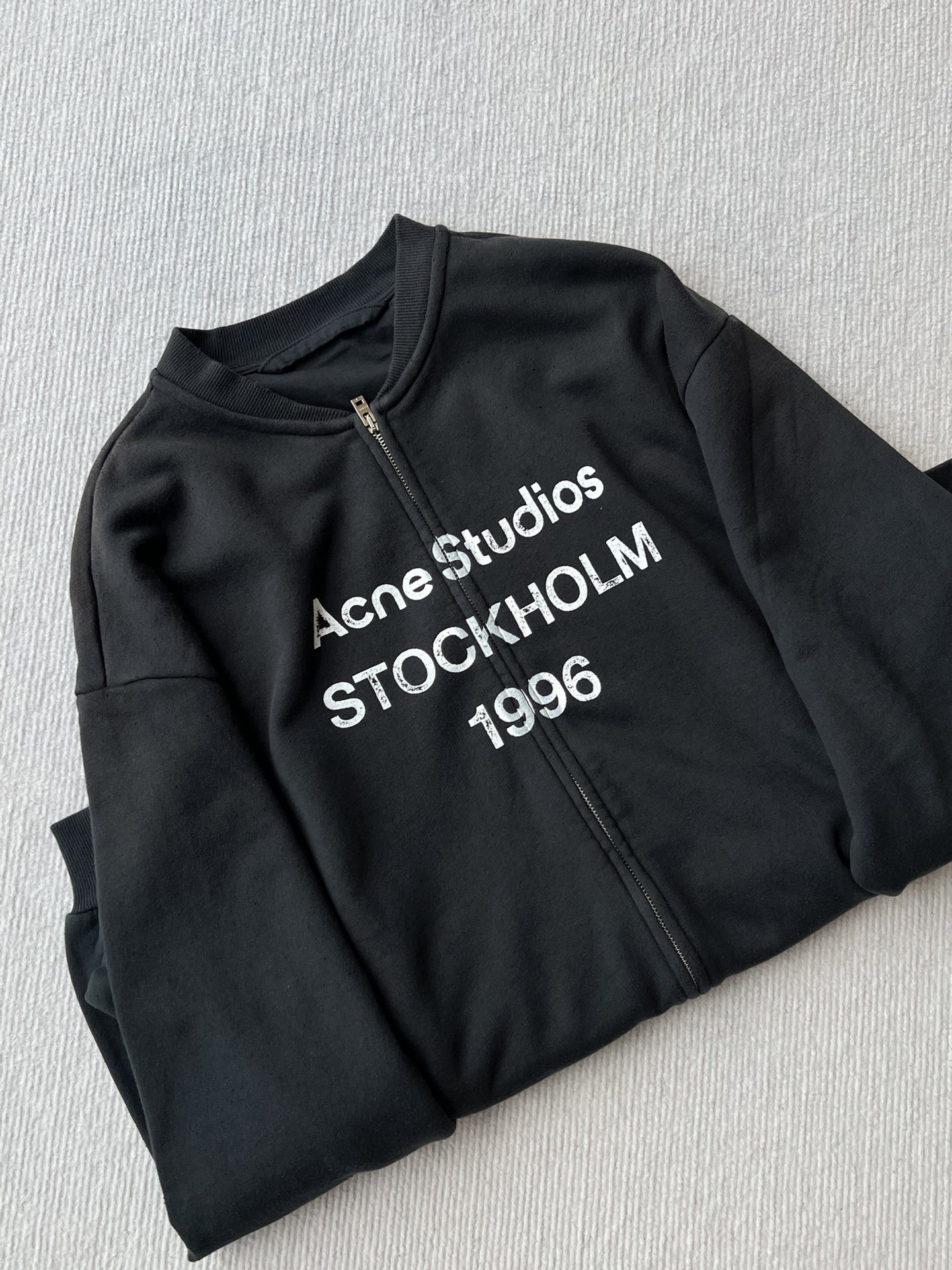 Acne Studios 1996 ロゴ フルジップ ジャケット ブラック グリーン ブルーレイ カラー | 100% コットン - 画像 5