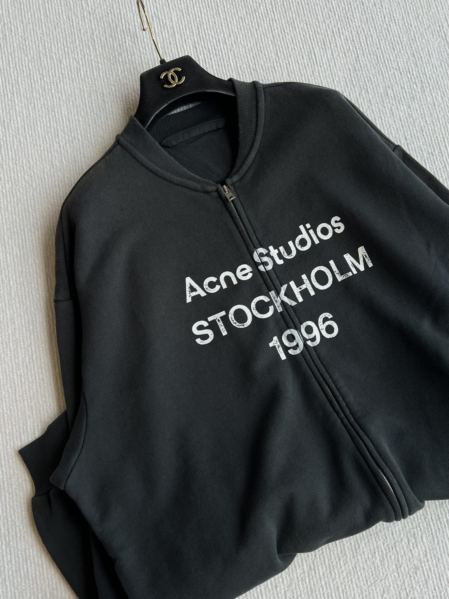 Acne Studios 1996 ロゴ フルジップ ジャケット ブラック グリーン ブルーレイ カラー | 100% コットン - 画像 8