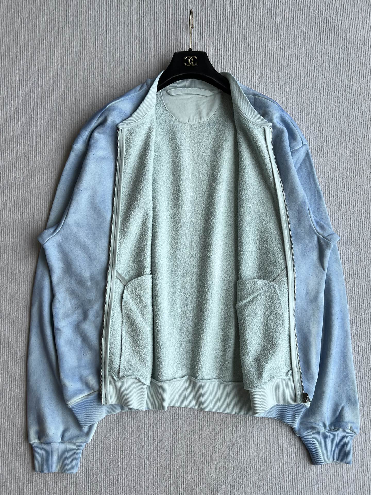 Acne Studios 1996 ロゴ フルジップジャケット 水洗加工 ブルー 100%コットン - 画像 2