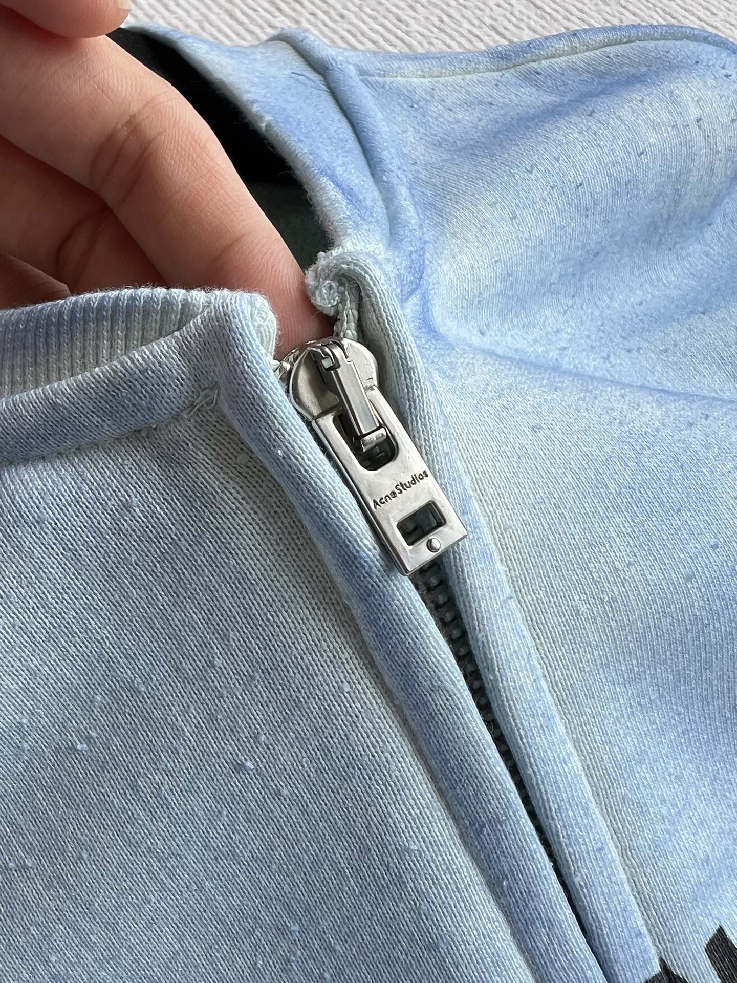 Acne Studios 1996 ロゴ フルジップジャケット 水洗加工 ブルー 100%コットン - 画像 7