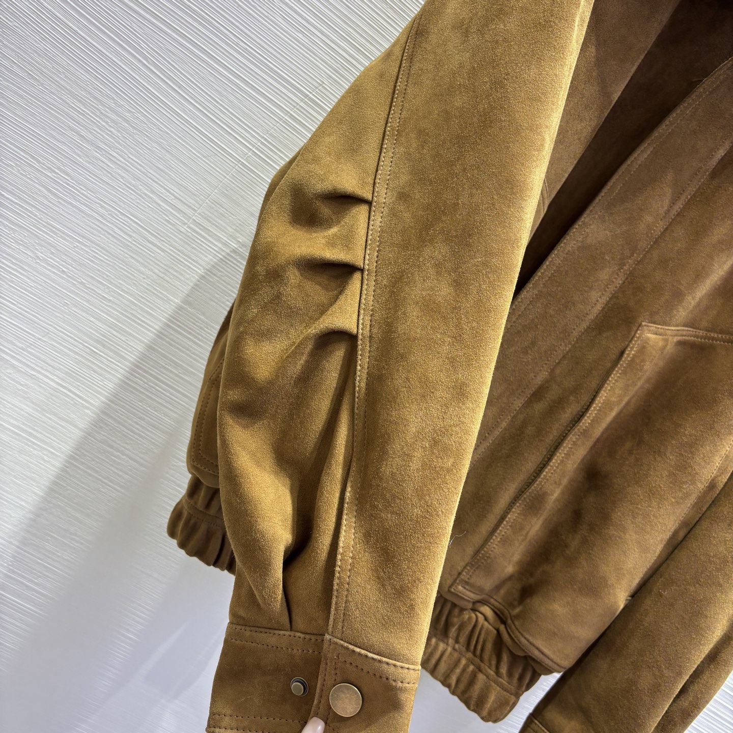 2025新品 ファー襟付きスエードダウンジャケット A4収納可 ブラウン - 画像 6