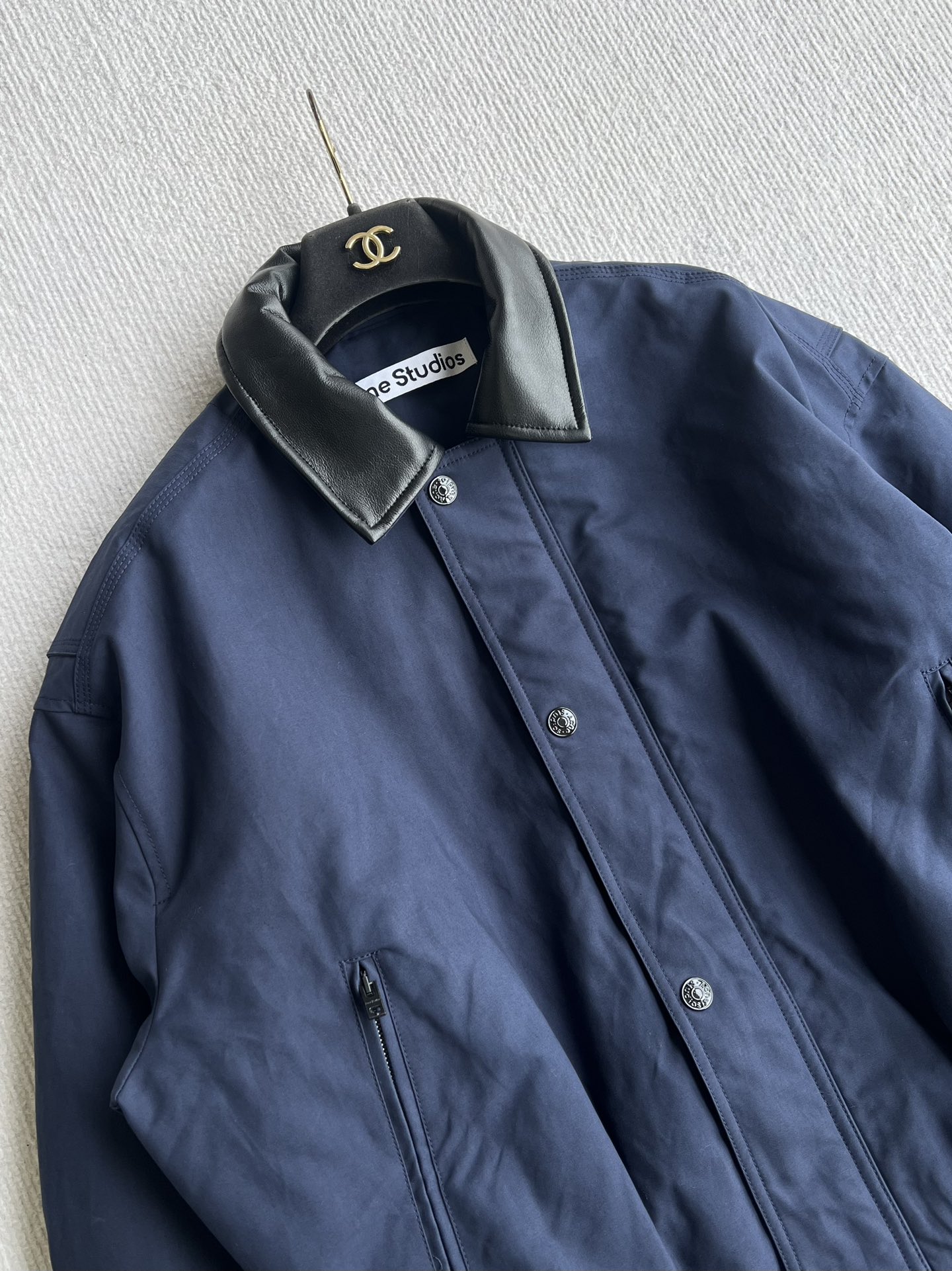 Acne Studios ロゴ入り チェスターコート ファッション ベルト付き 裾引き ブルー - 画像 2