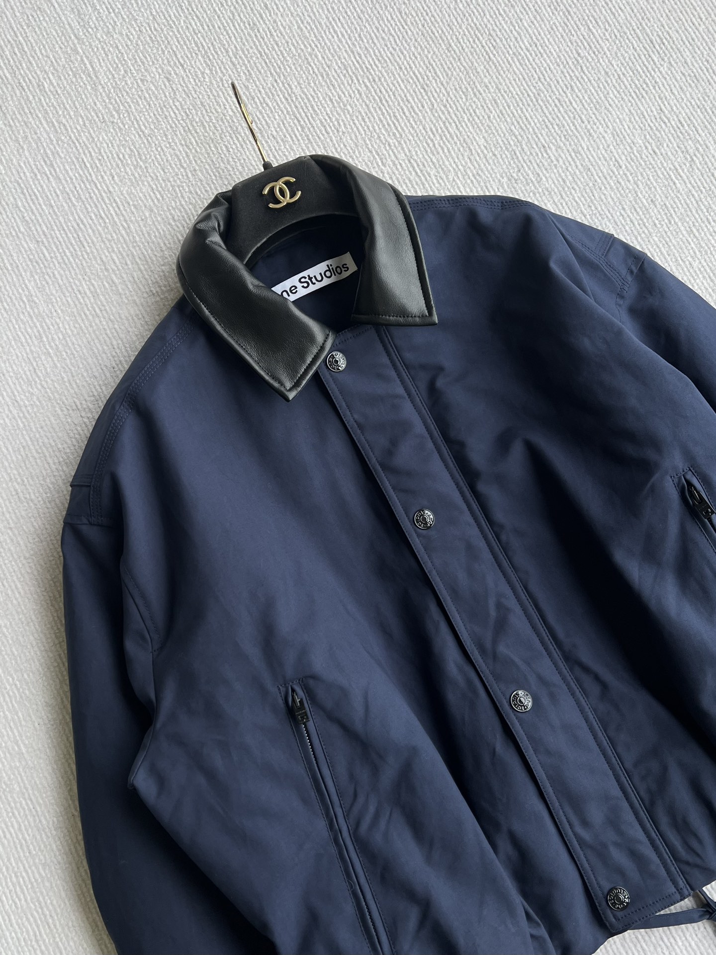 Acne Studios ロゴ入り チェスターコート ファッション ベルト付き 裾引き ブルー - 画像 3