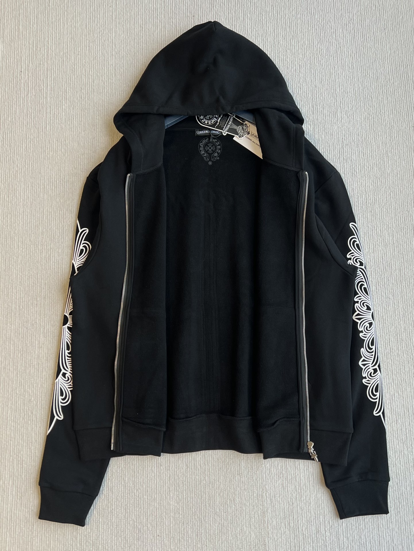 Chrome Hearts 25秋冬 フルジップパーカー 梵文刺繍 ブラック 100%コットン - 画像 2