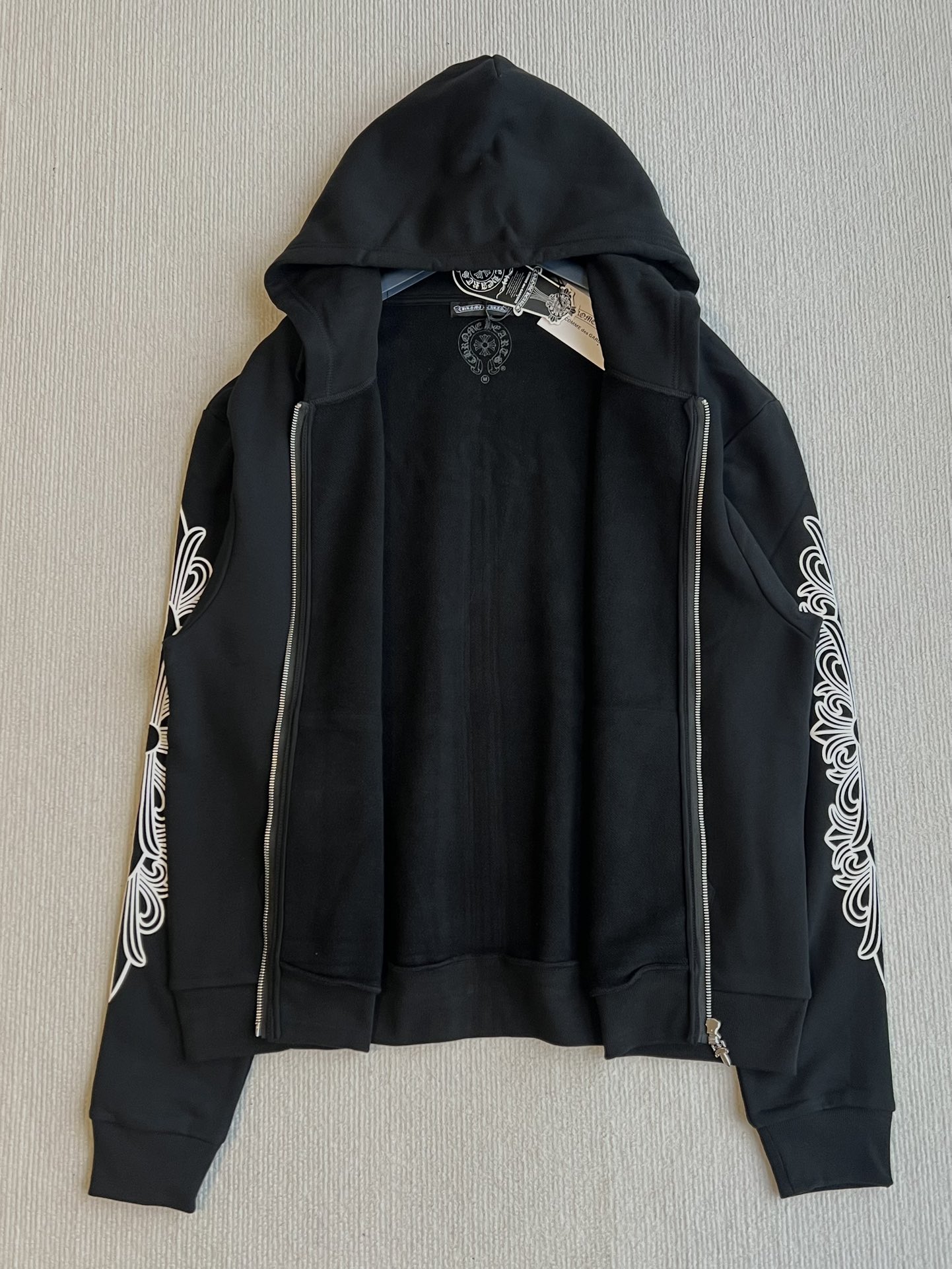 Chrome Hearts 25秋冬 フルジップパーカー 梵文刺繍 ブラック 100%コットン - 画像 5