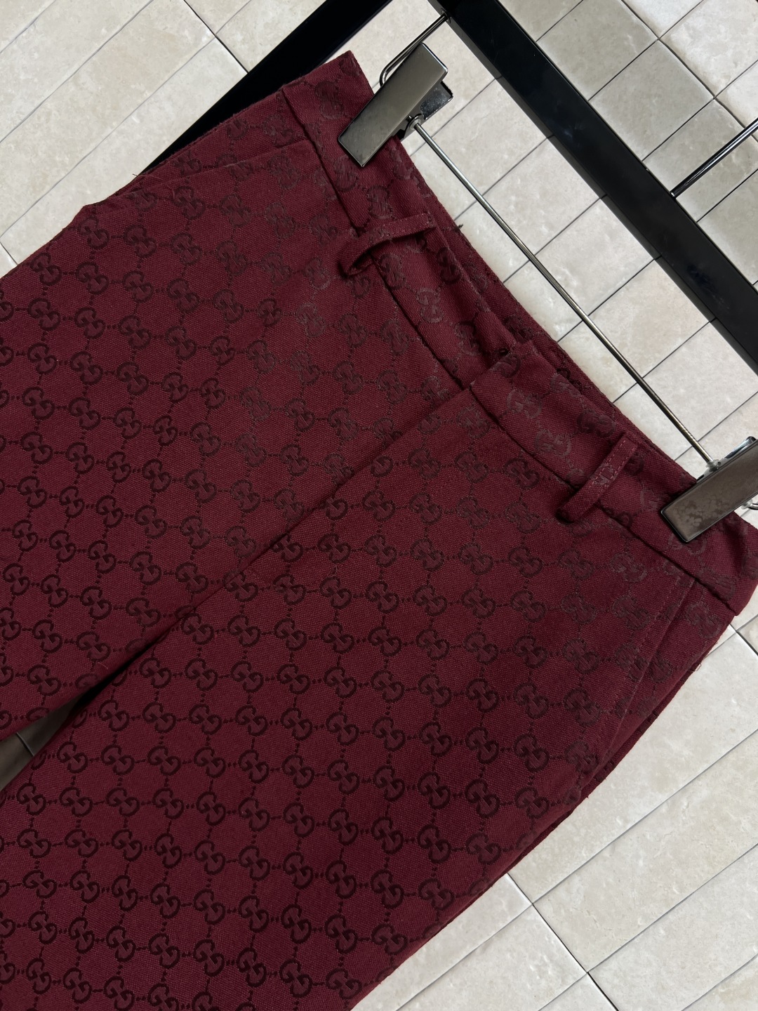 Gucci 290 レディース ダブルG フラワーパターン 高腰 ワイドパンツ レッド | S-M-L - 画像 2